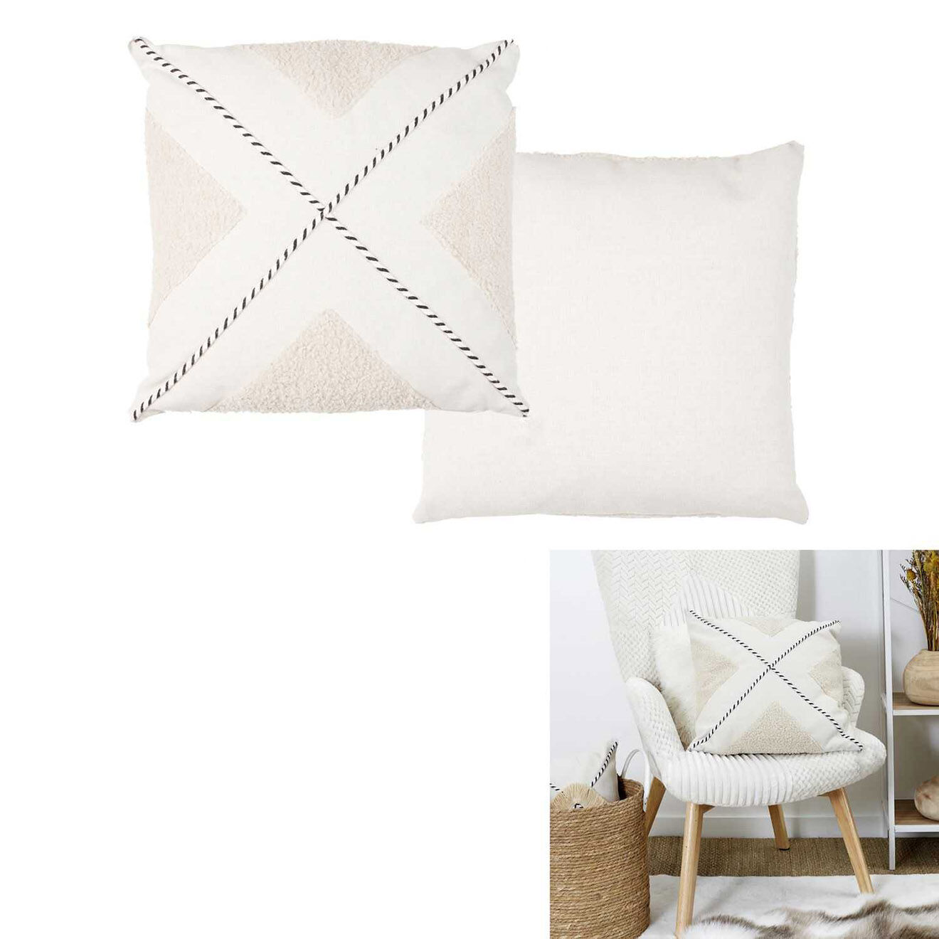Home Deco Factory Coussin bouclette beige - 40x40 cm