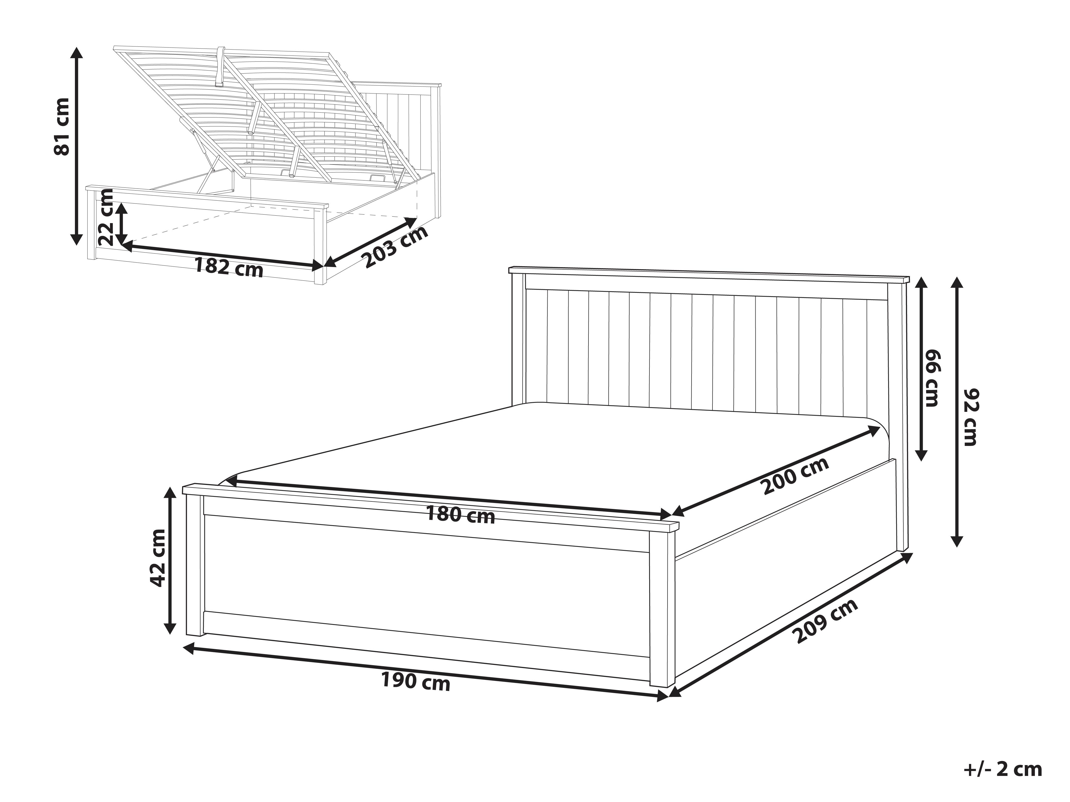 Bed met opbergruimte Dennenhout LAMBRES 180 x 200 cm Wit
