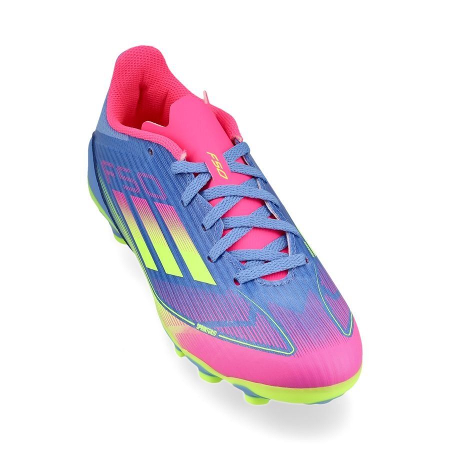 adidas F50 League MG Celestial Victory - Blue Fusion/Lucid Lemon/Lucid Pink Enfant