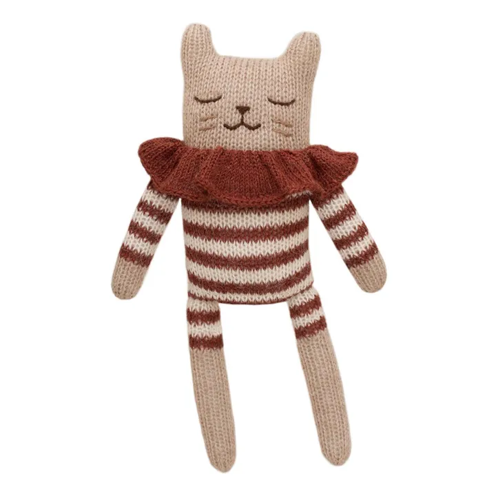 Main Sauvage Doudou Chat barboteuse rayée | Terracotta