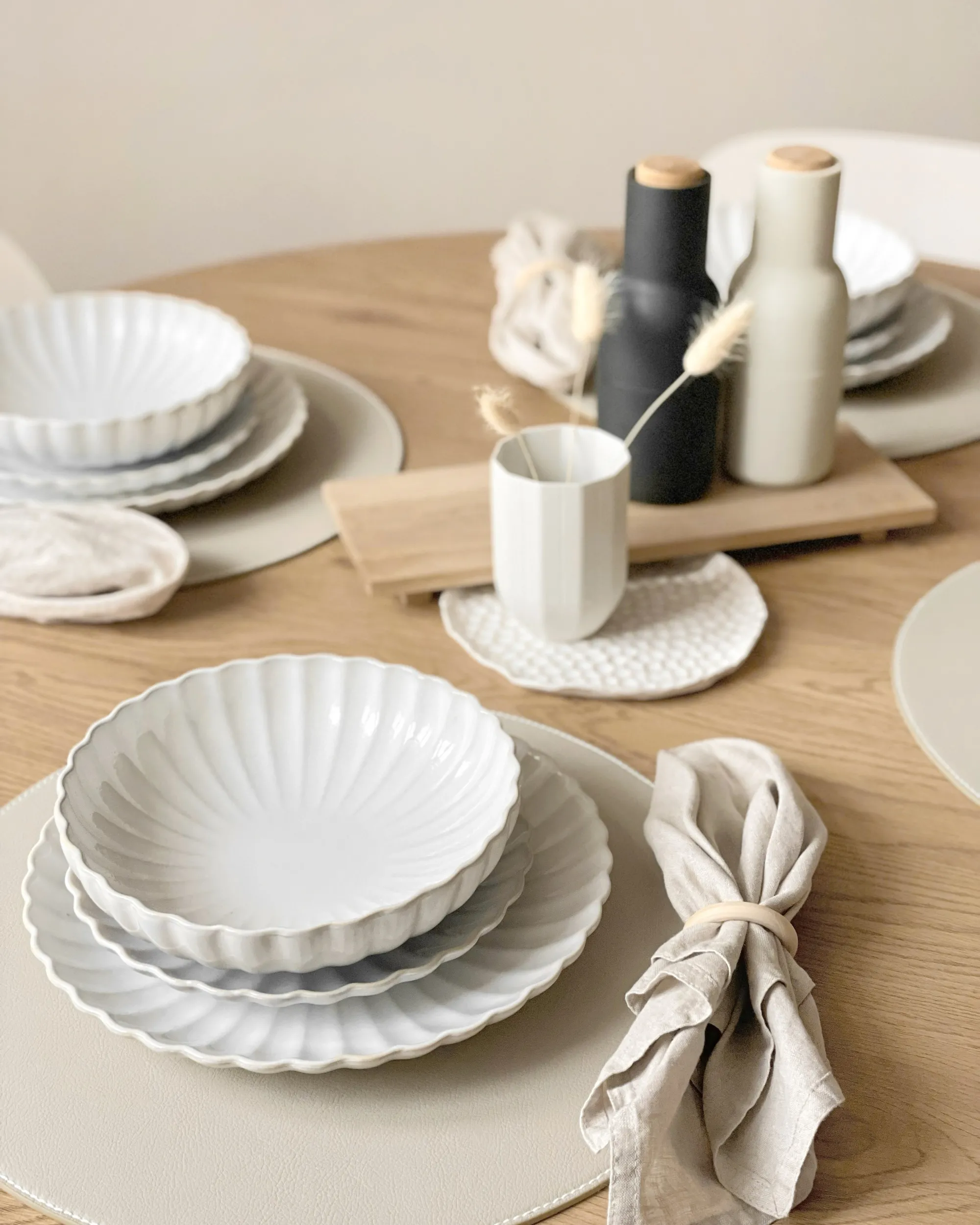 Set van 4 bijzetborden NETTLE Steengoed Wit