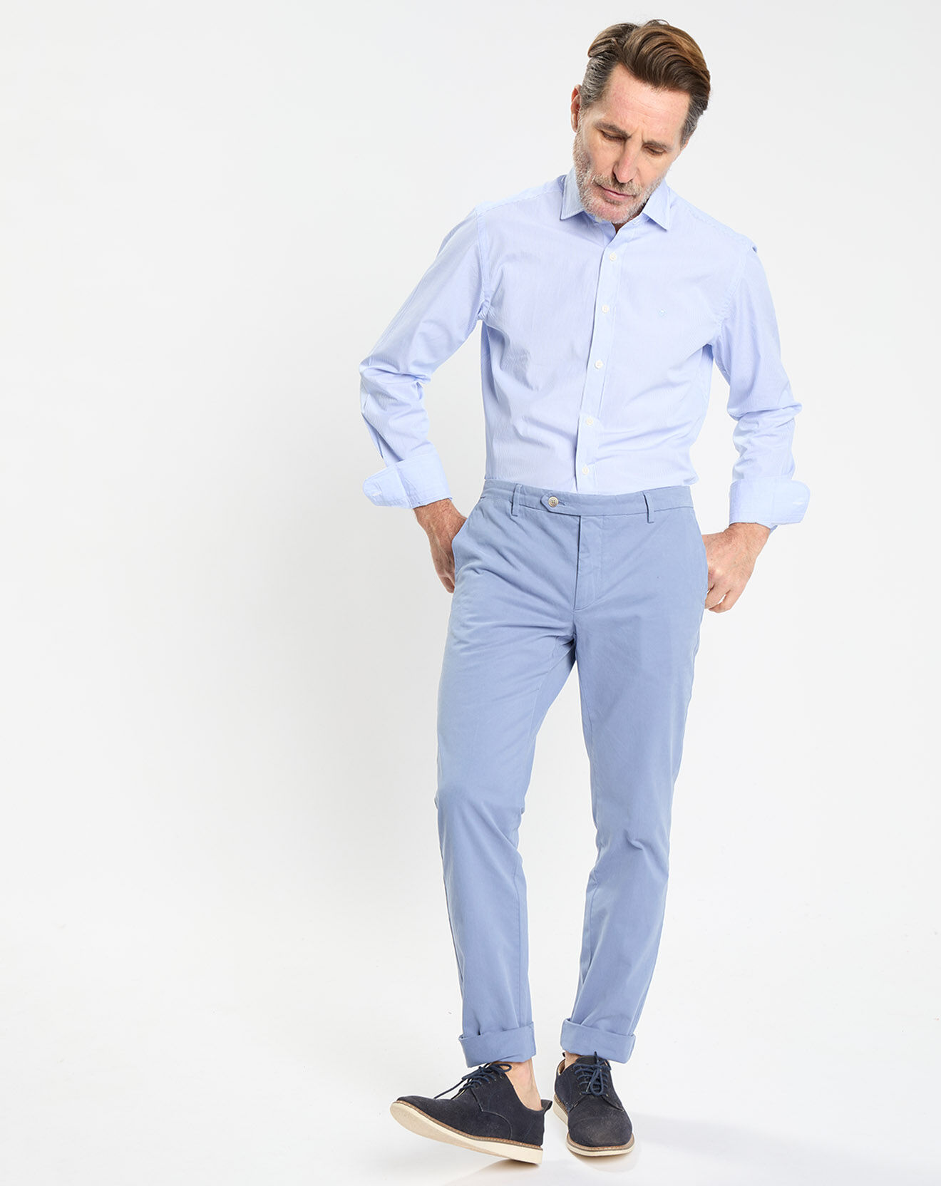 Hackett London Chemise Slim Fit à rayures Milleraies bleu ciel