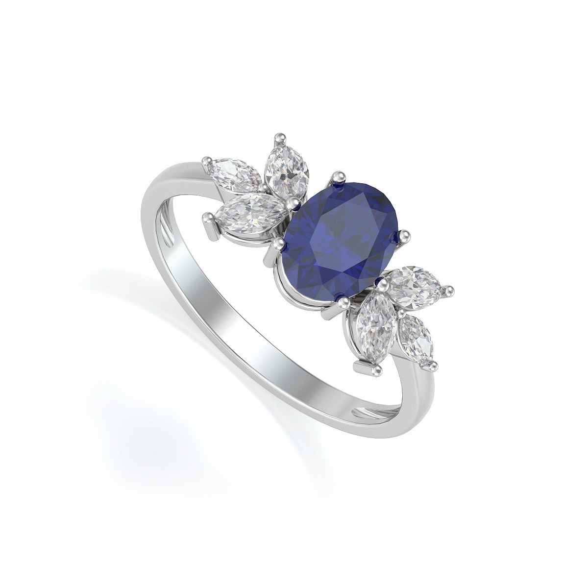 Bague ADEN Saphir et diamants sur Argent 925 1.938grs
