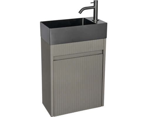 Verschil Handwasbak HURA L 40 x 22 cm Materiaal roestvrij staal Gun Metal 38.101.86