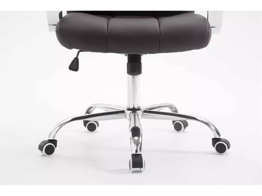 Chaise de bureau - Similicuir & Métal chromé - Marron - Mikos