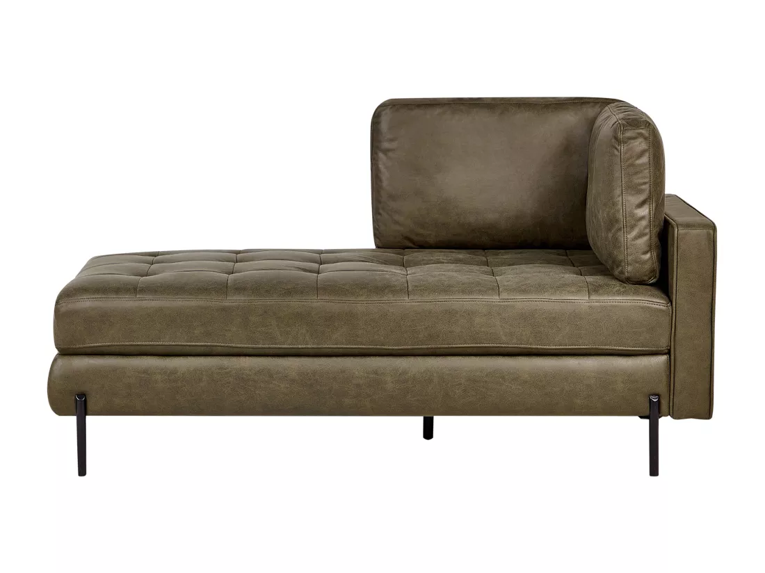 Chaise longue côté droit en cuir PU vert REBAIS