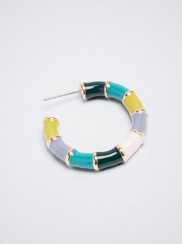 Brincos de argola com esmalte - Multicor