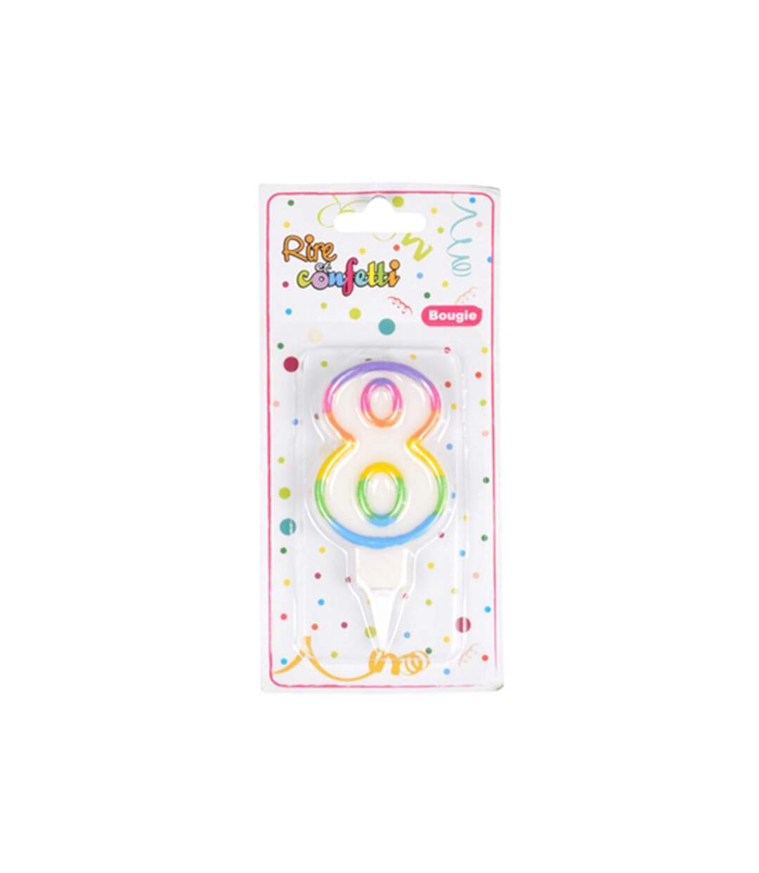 Paris Prix - Bougie D'anniversaire chiffre 8 7cm Multicolore
