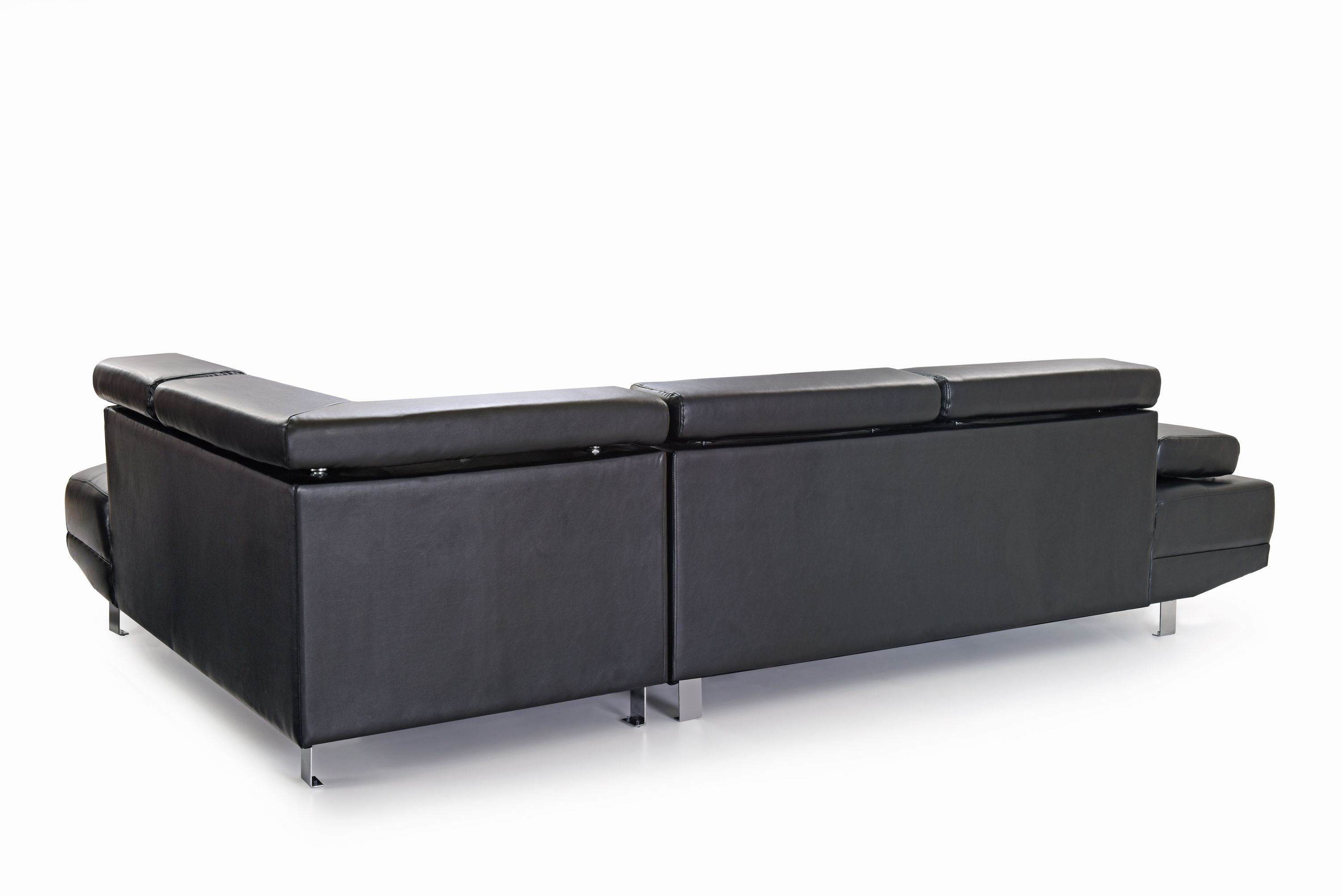 Ecksofa Leder PHILIP rechts schwarz
