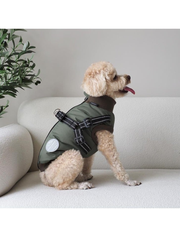 Nordic paws - Hundejakke Thor med sele 35cm - Grøn - S