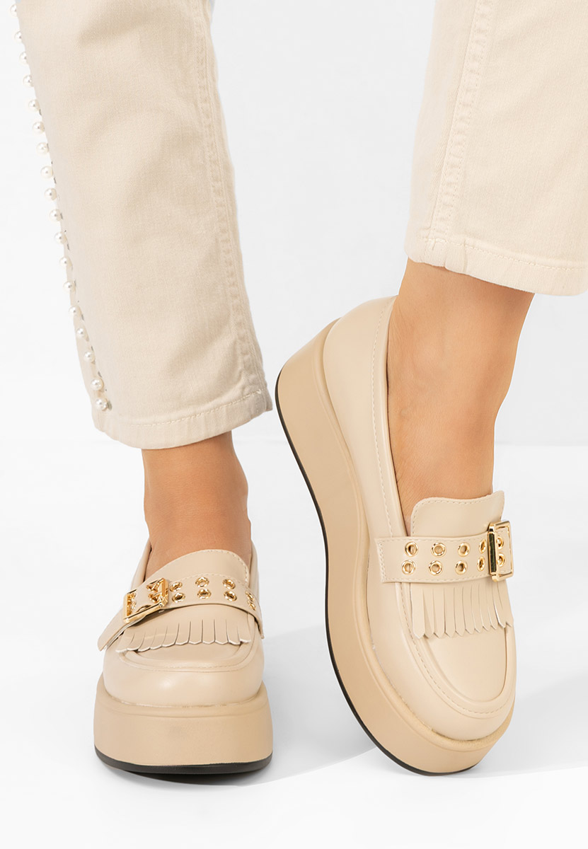 Mocassins à plateforme beige Magie