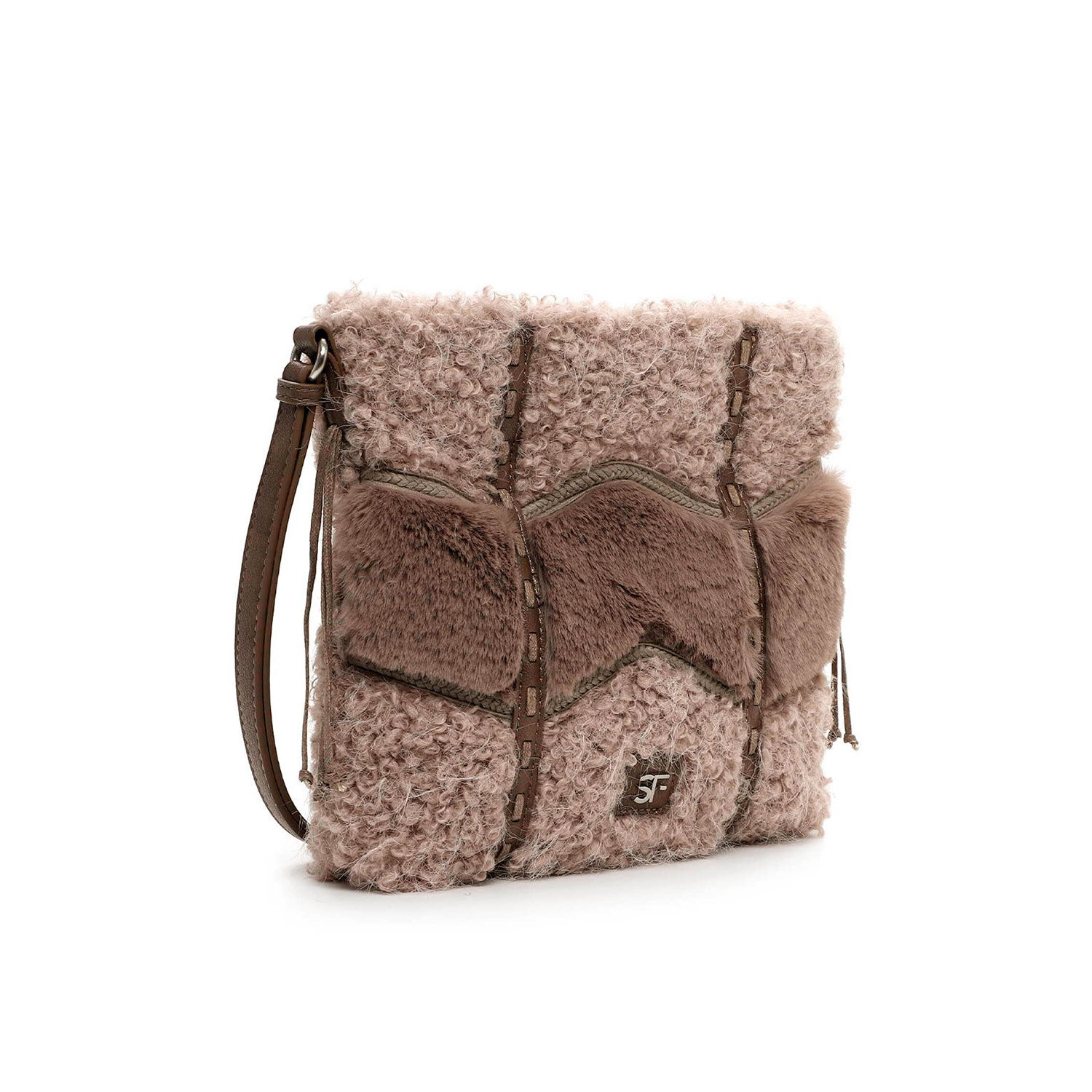 Stylische Crossover Tasche mit Schaffell-Optik