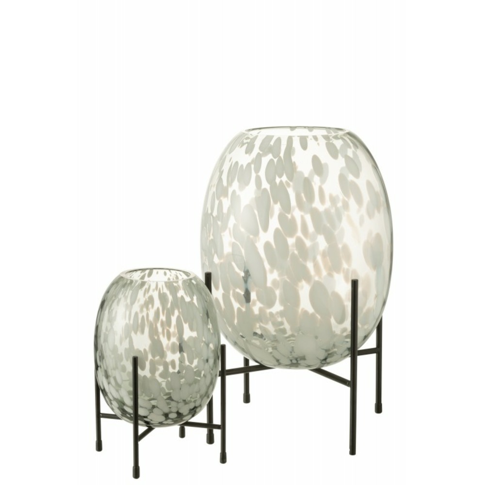 Vase sur pied en verre gris 14x14x22 cm