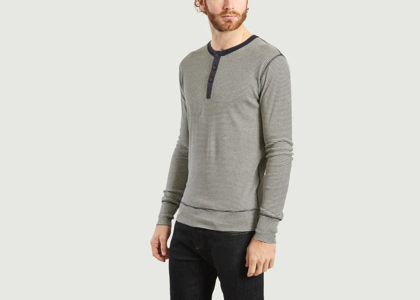 T-Shirt Manches Longues Henley Rayé Harri Hemen