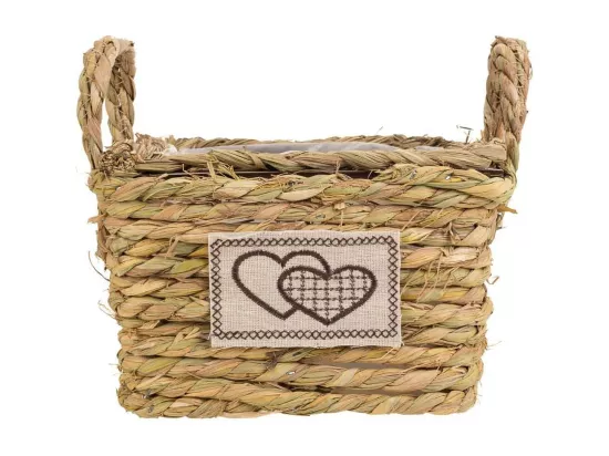 Panier en corde tressée marron 19x19x13h