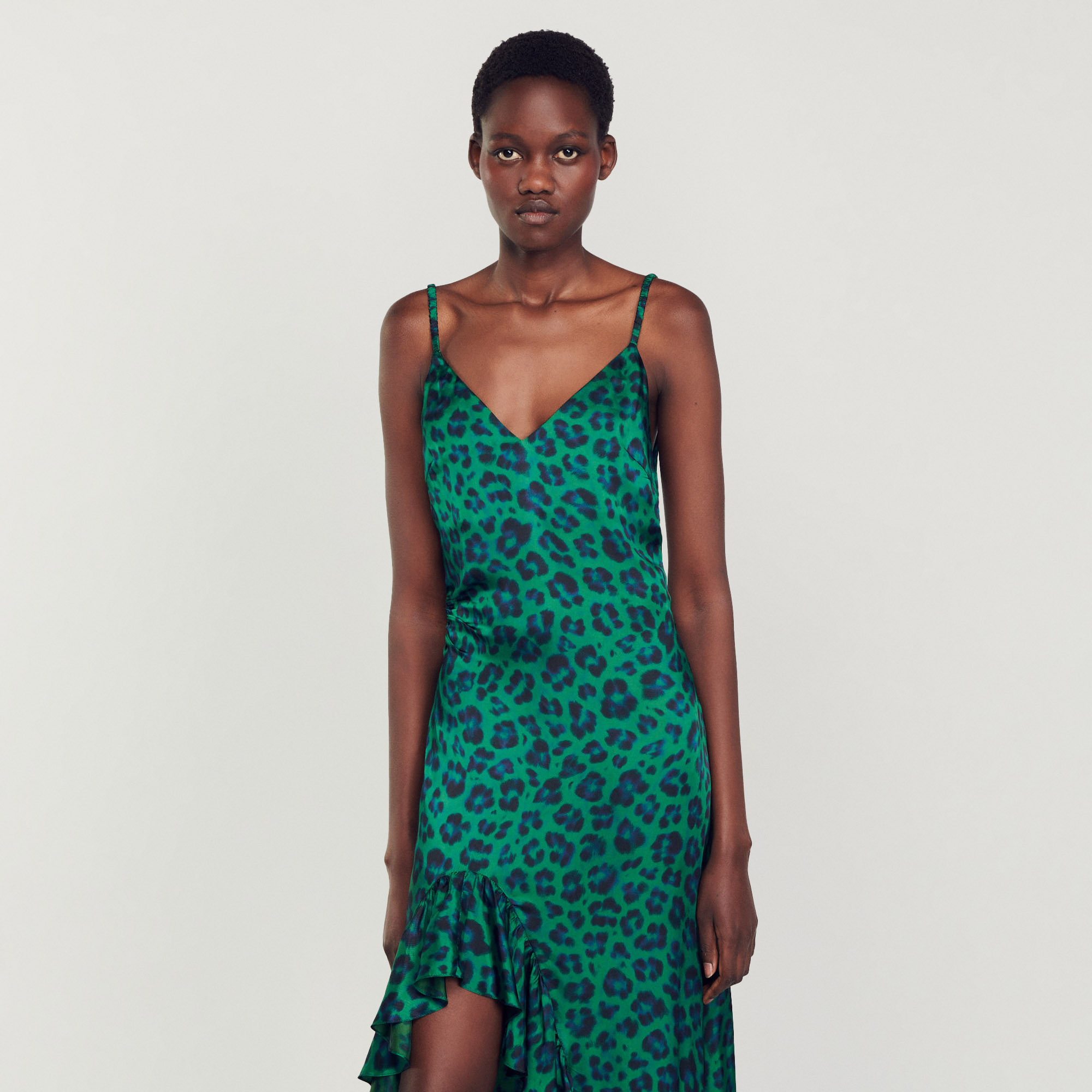 Robe fendue imprime leopard