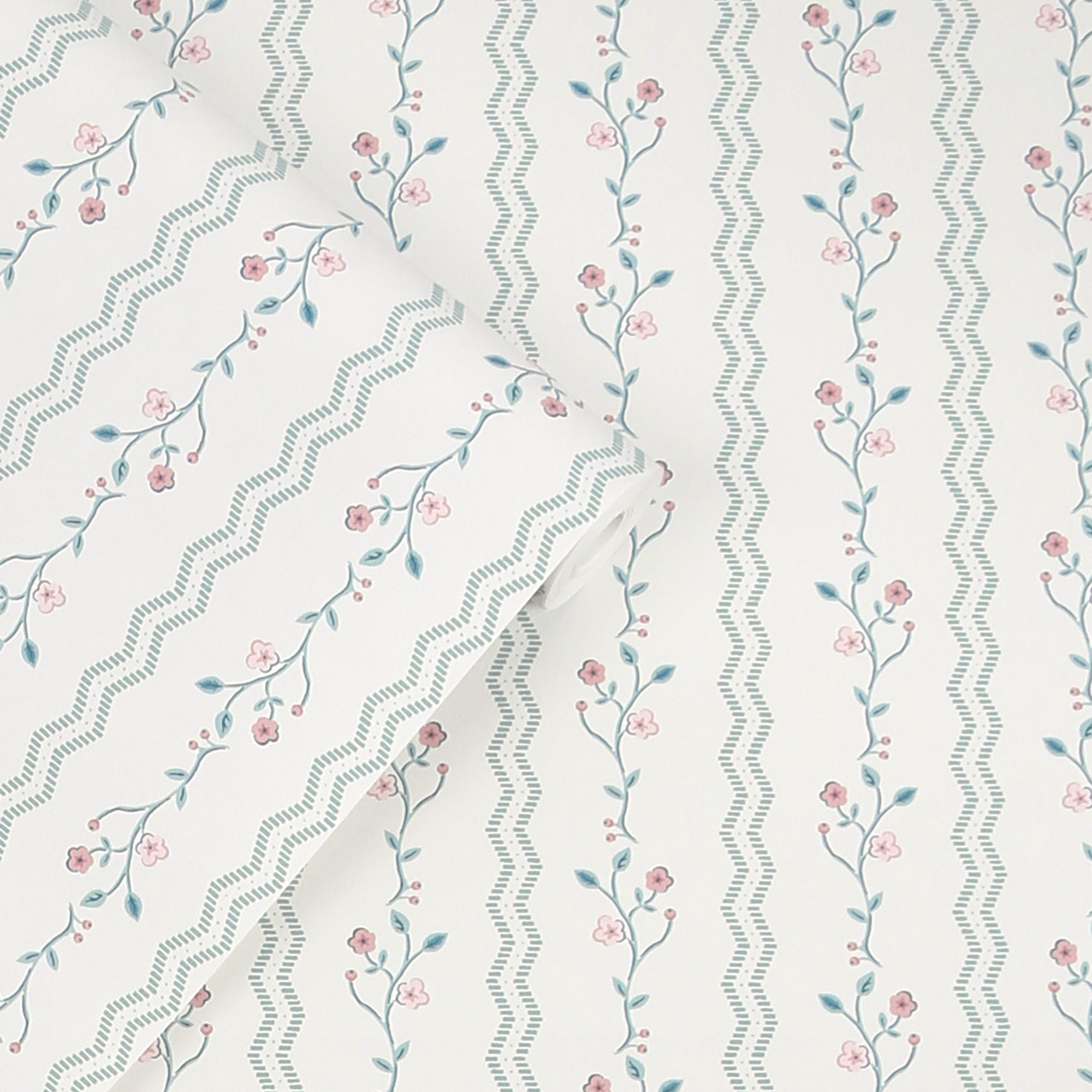 Laura Ashley Blencow Stripe Behang - Bloemen - 10mx52cm - Blauw