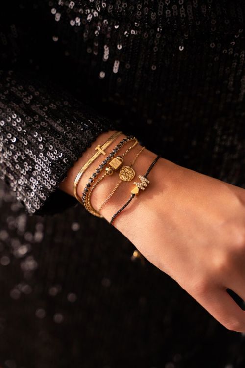 MOOD armband met zwarte stenen