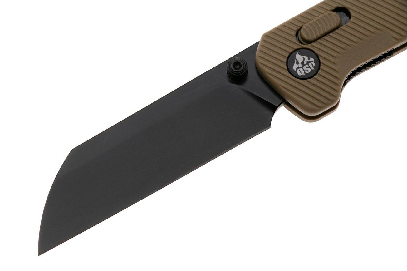QSP Knife Penguin Glyde QS130GL-C2 PVD 14C28N, Tan FRN, zakmes