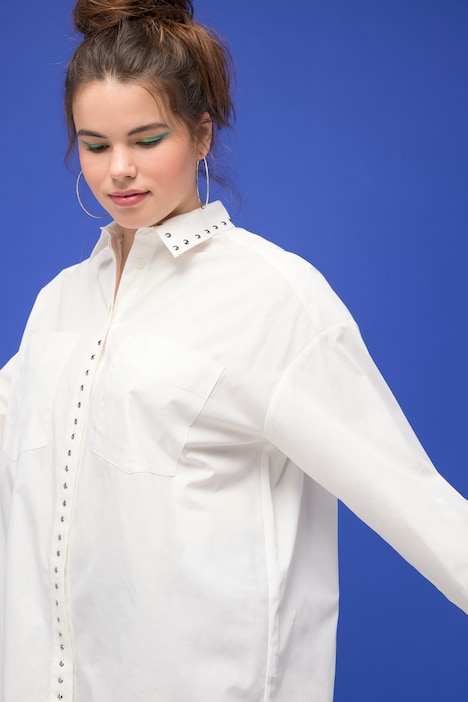 Hemd, oversized, Ziernieten, Hemdkragen, Langarm