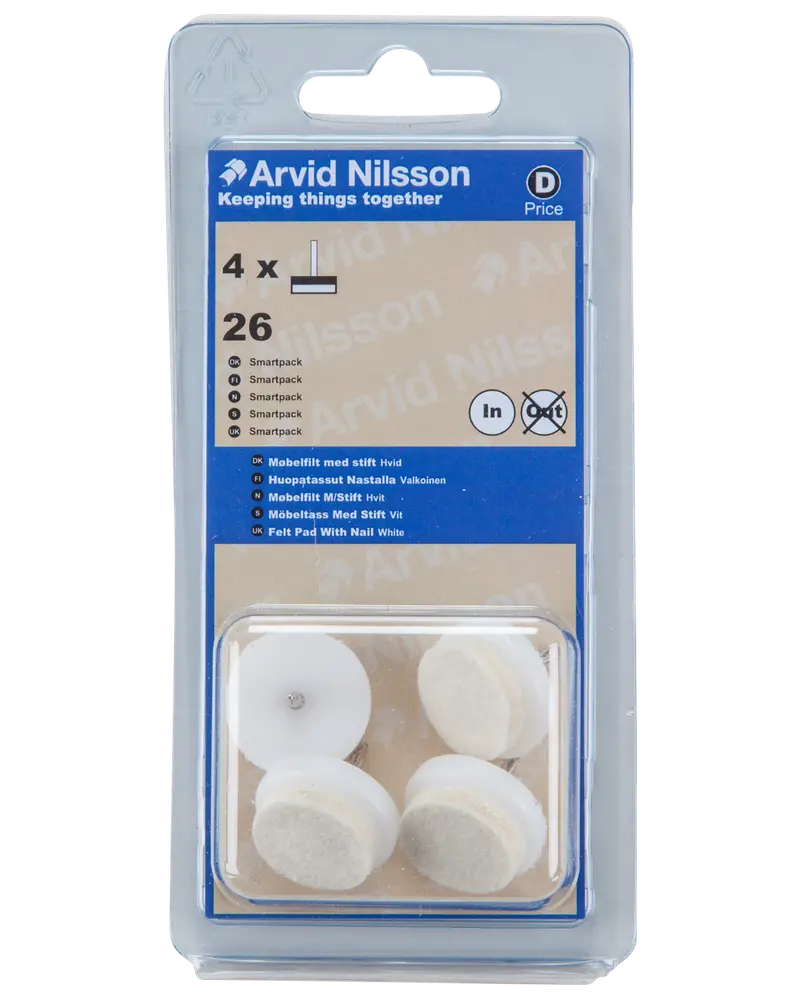 Arvid Nilsson Møbelfilt + stift Ø26 mm 4-pak