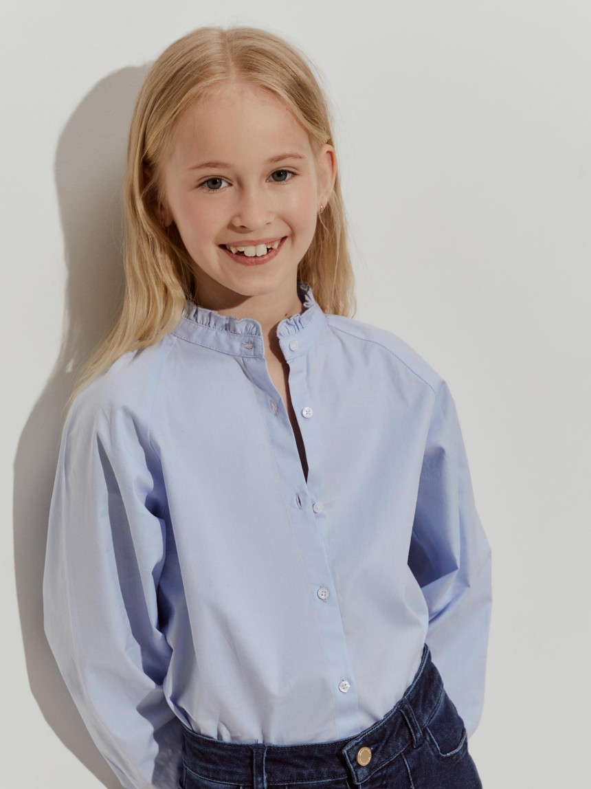 Blusa de algodão com folhos