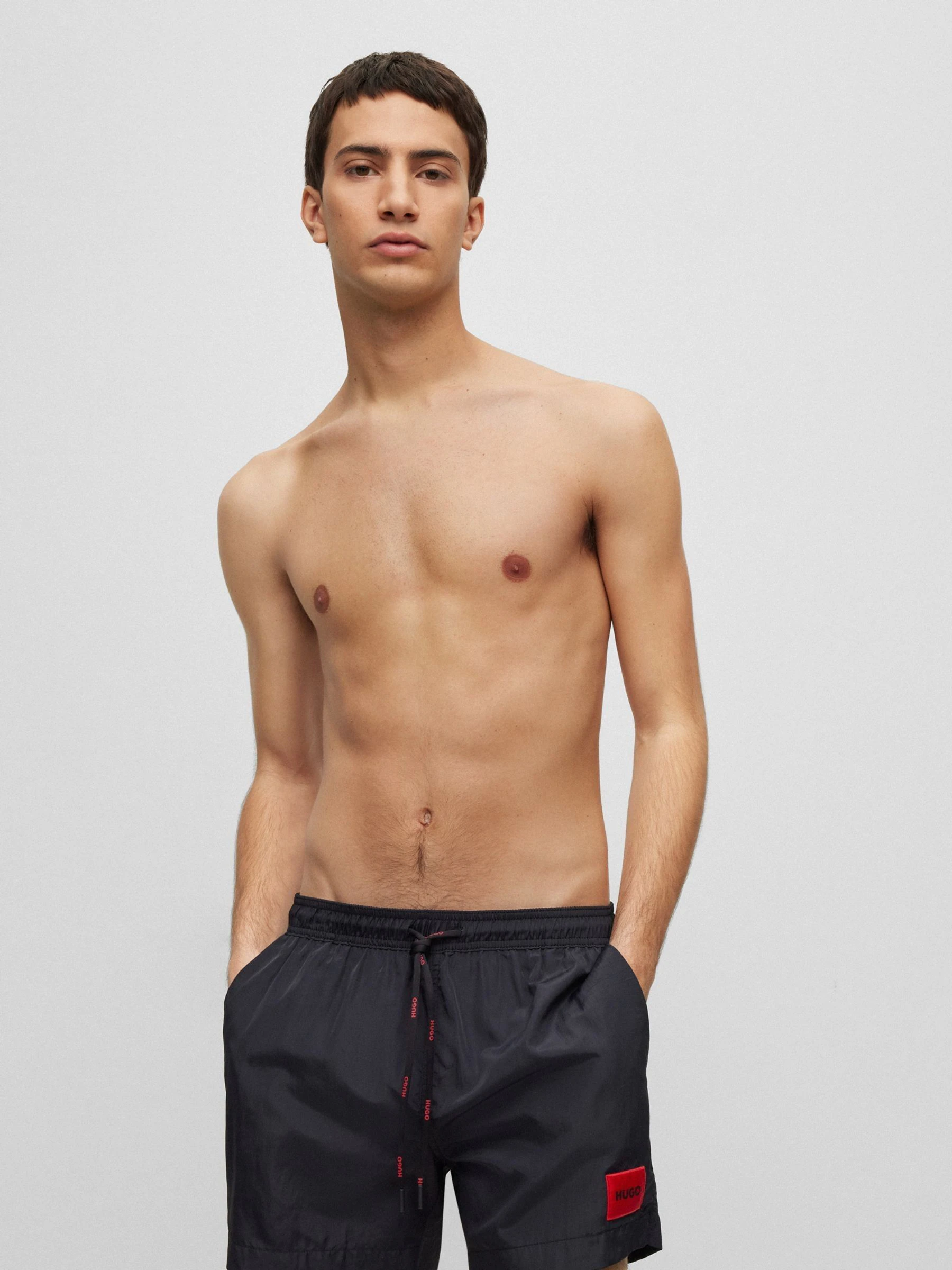 HUGO Logo Label Lined Swim Shorts