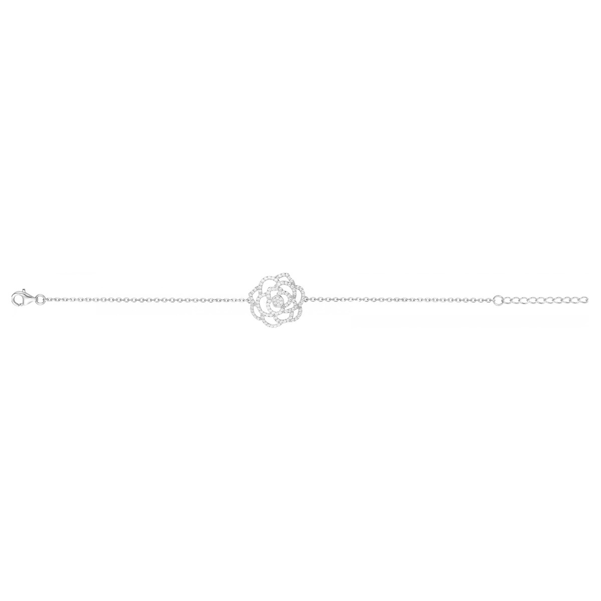 Bracelet souple mono-motif en Argent avec oxyde de zirconium blanc
