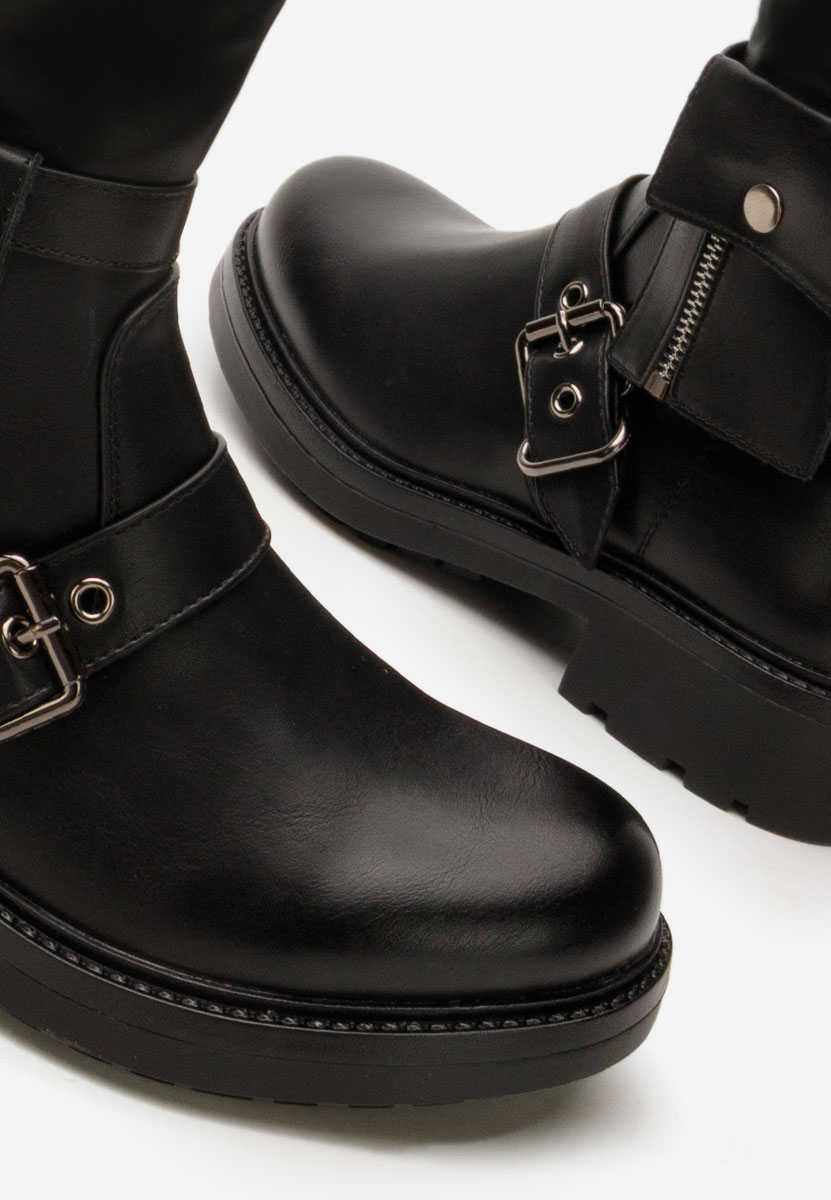 Bottes plates femme noires Kalira