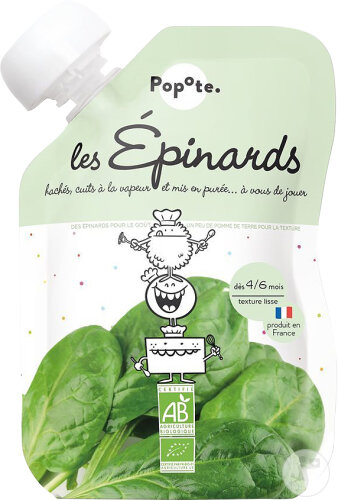 Popote Gourde Épinards Dès 4/6 Mois Bio 120g