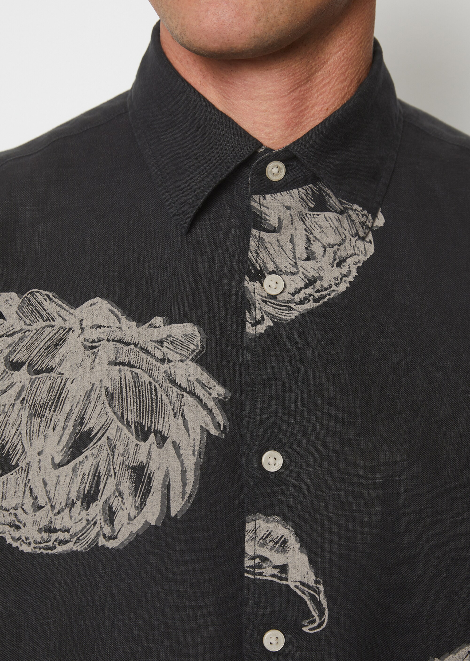 Hemd regular aus Leinen mit Allover-Print