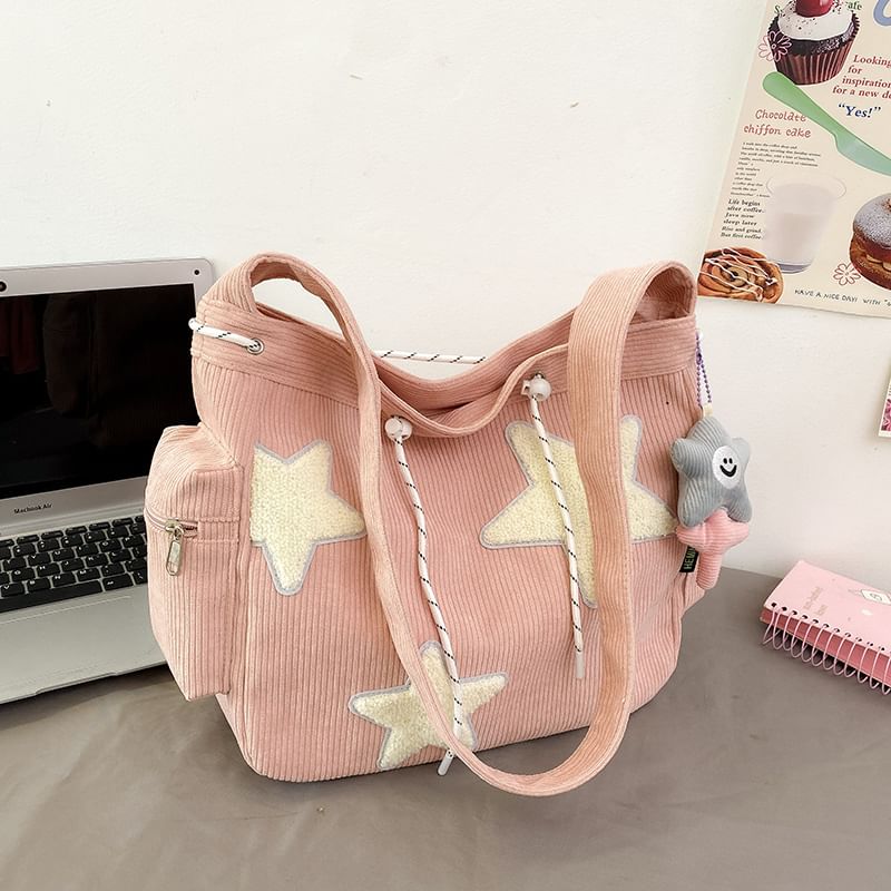 Skyglow - Corduroy Star Applique Trekkoord Crossbody Schoudertas