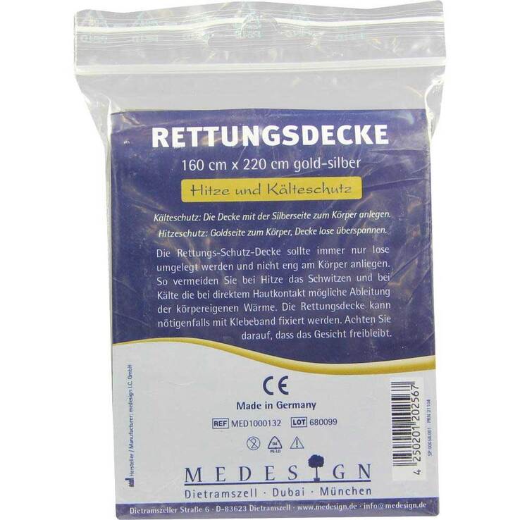 Rettungsdecke gold / silber 22, 1 St