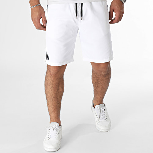 Short Jogging A Bandes Magnum Blanc Jaune Noir