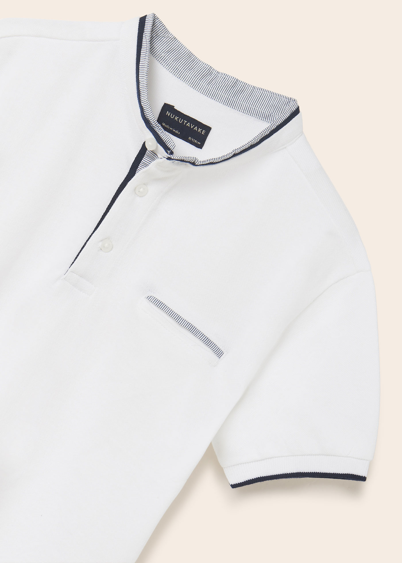 Camisa polo infantil de algodão com gola mandarim