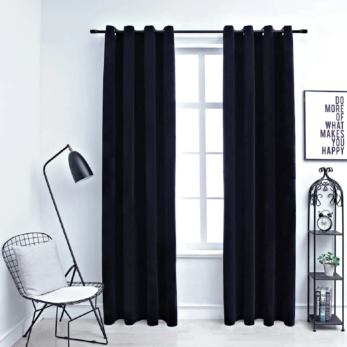 vidaXL Rideaux Velours Noir