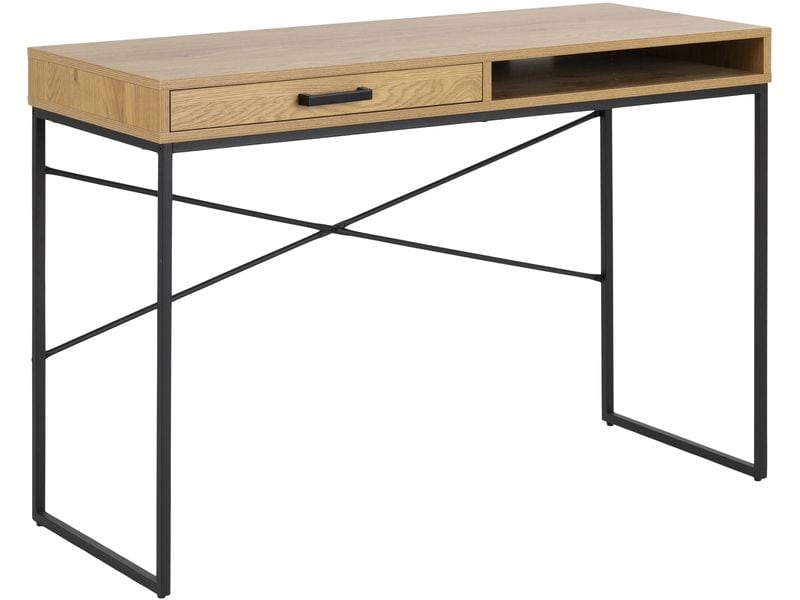 AC Design Tisch Seaford, Schwarz matt / Wildeiche matt Bürotisch im modernen Industriestil