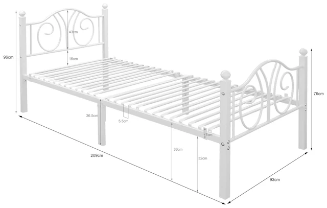 GOODproduct Metallbett »LUND Landhausbett Bett Märchenbett Prinzessinbett« Träume wie im Märchen: Dein romantisches Metallbett in 2 Breiten
