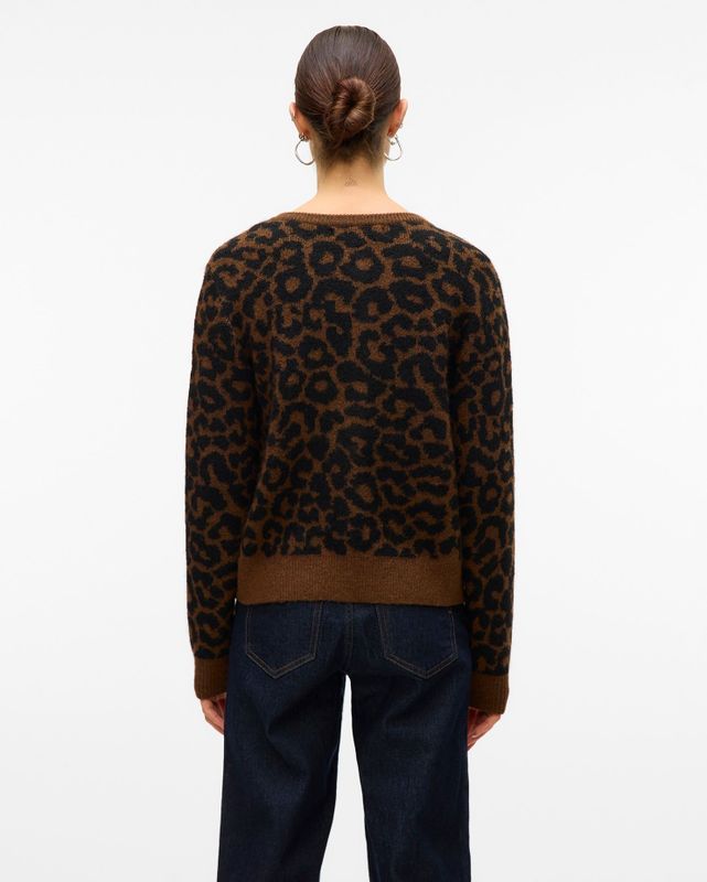 Vero Moda - Vmnewkai Ls O-neck - Vest - Emperador/w. Black Leo - Dames