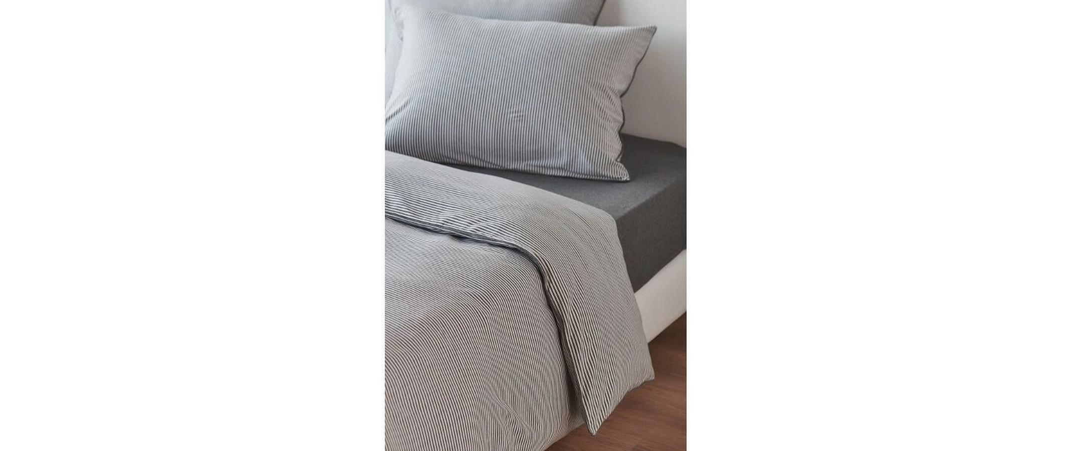 Kopfkissenbezug Jersey Streifen 50 x 70 cm, AnthrazitJersey Melange Kissenhülle