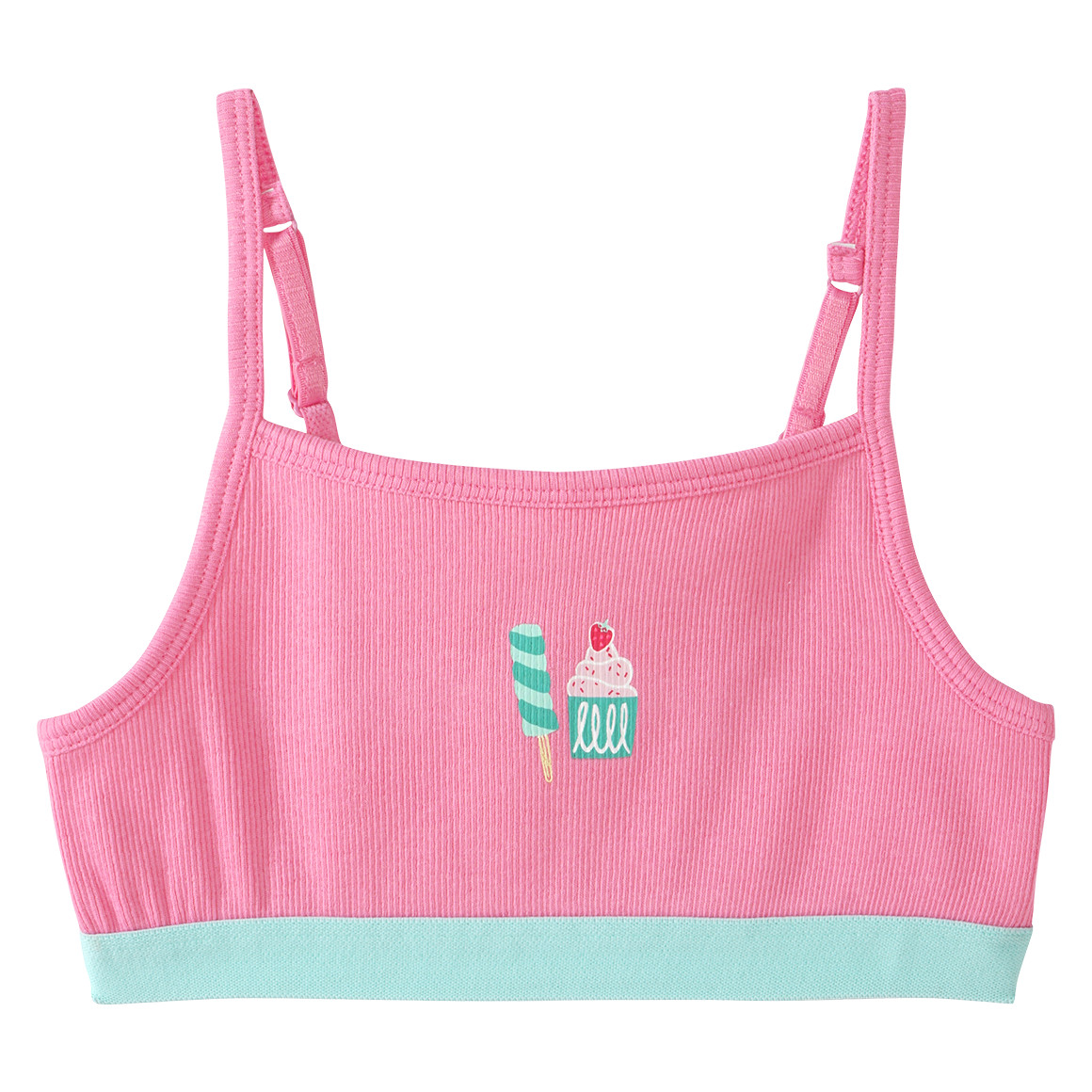Famy 2 Mädchen Bustiers mit Rippstruktur weiss / rosa