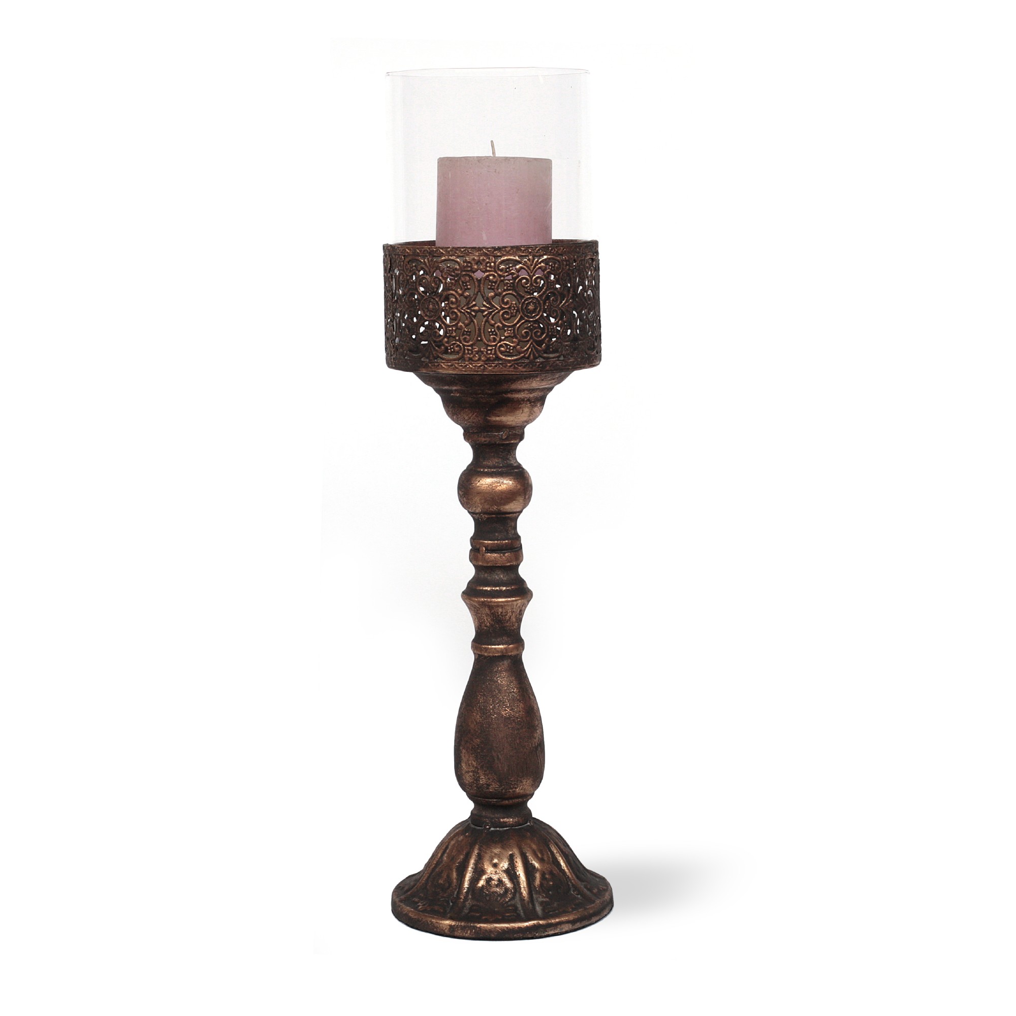 Pokal-Windlicht, antik kupfer, H 50 cm, Ø 13,5 cm von fischer's lagerhaus
