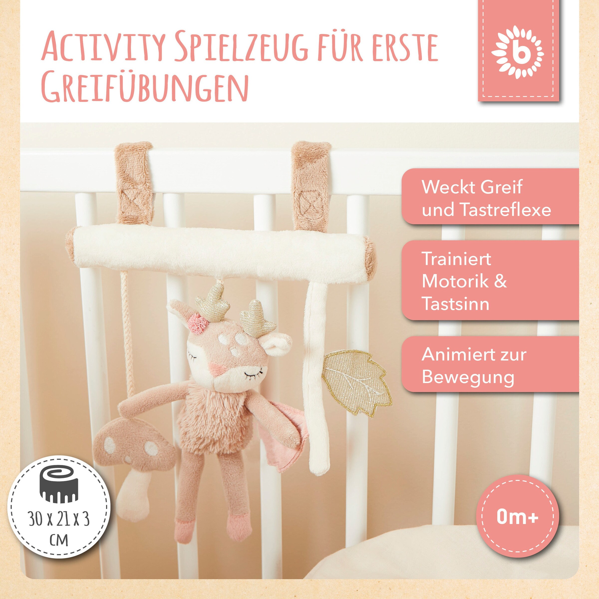 Bieco Kinderwagen Kette Design Reh - ab Geburt Beige