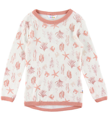 Joha Bluse - Wolle - leuchtetød m. Print