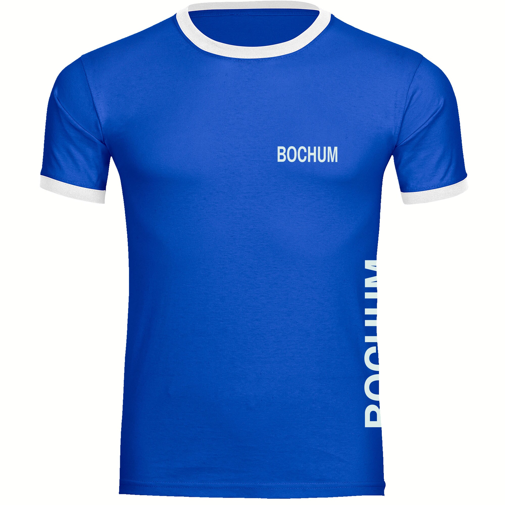 multifanshop® Kontrast T-Shirt - Bochum - Brust & Seite - Druck weiß