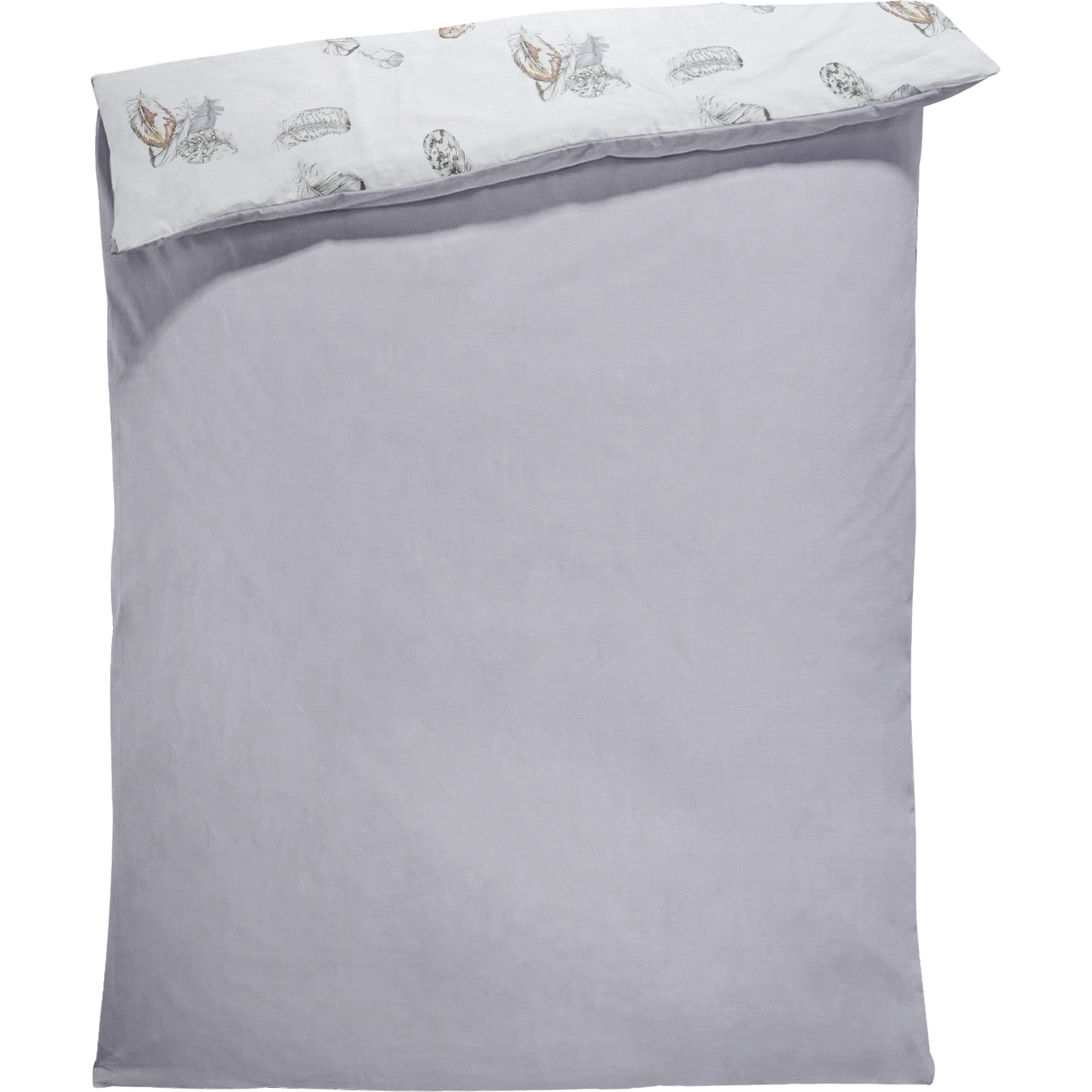 Bettwäsche Satin Federn weiss mit Wendeoptik