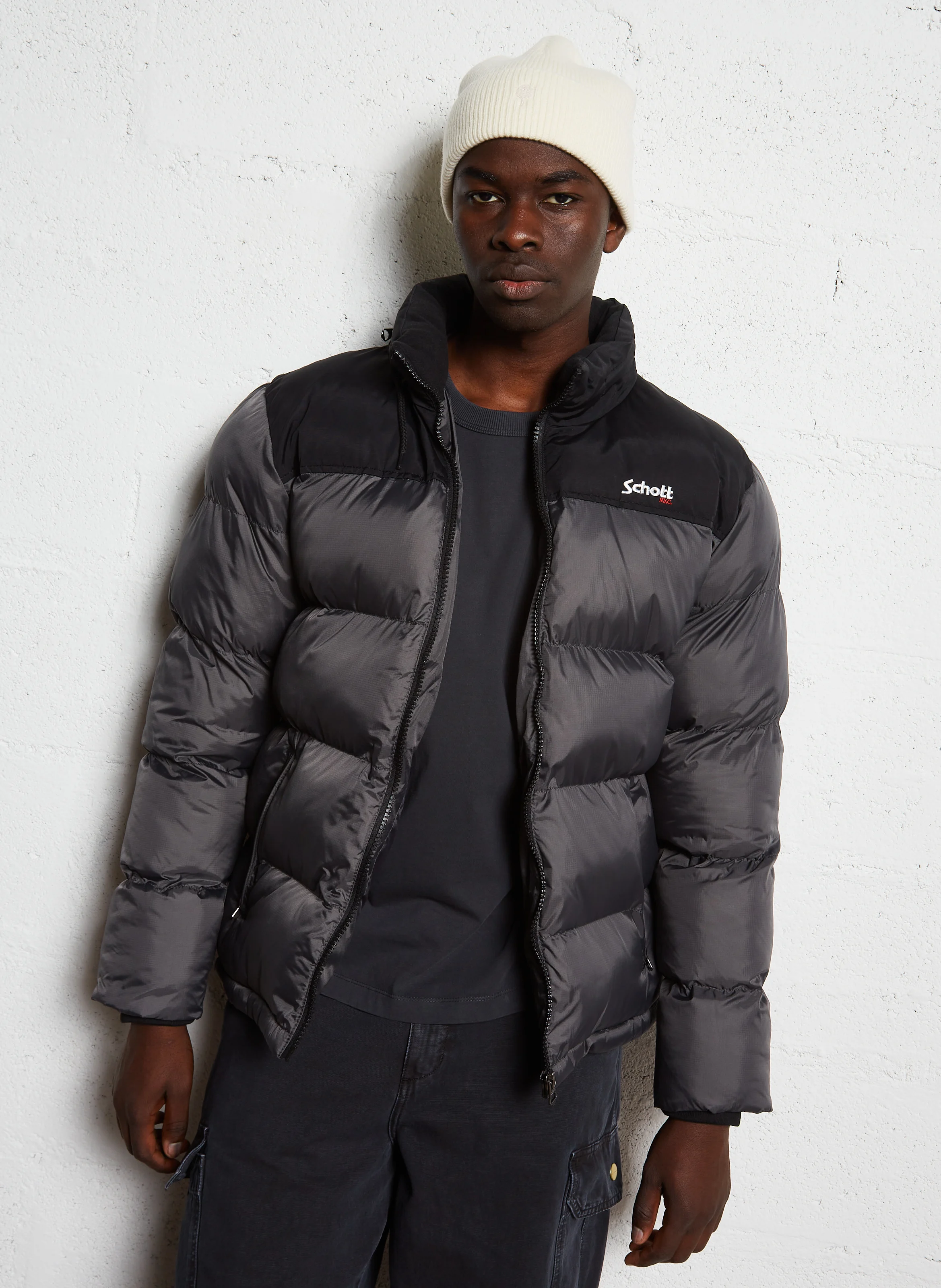 Doudoune col montant | Gris