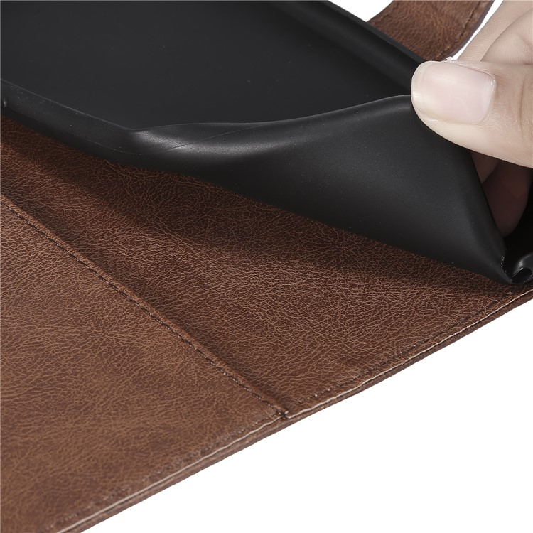 iPhone SE (2022/2020) / 8 / 7 Leder Tasche Flip Cover mit Kartenfach   Handschlaufe - Braun