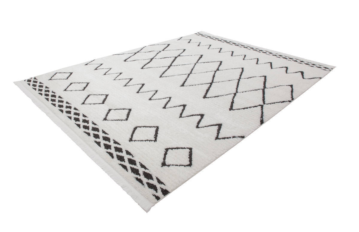 Frisee-Teppich AGADIR 310 - weiß-schwarz- 160x230 cm
