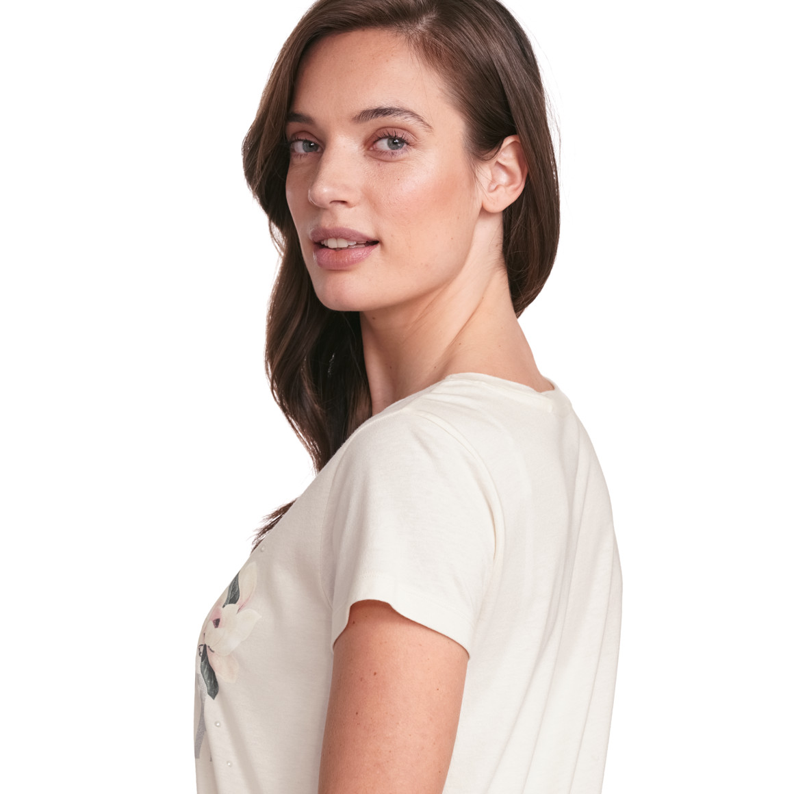 Gina Collection Damen T-Shirt mit Print weiss